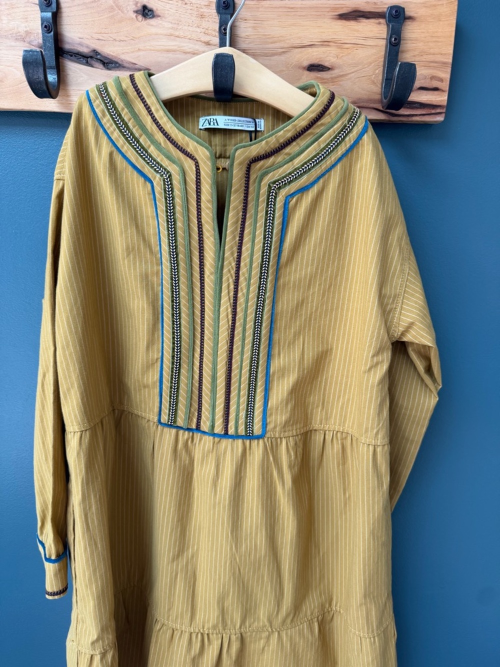 Girls 11/12 Zara Mustard Yellow Embroidered dress